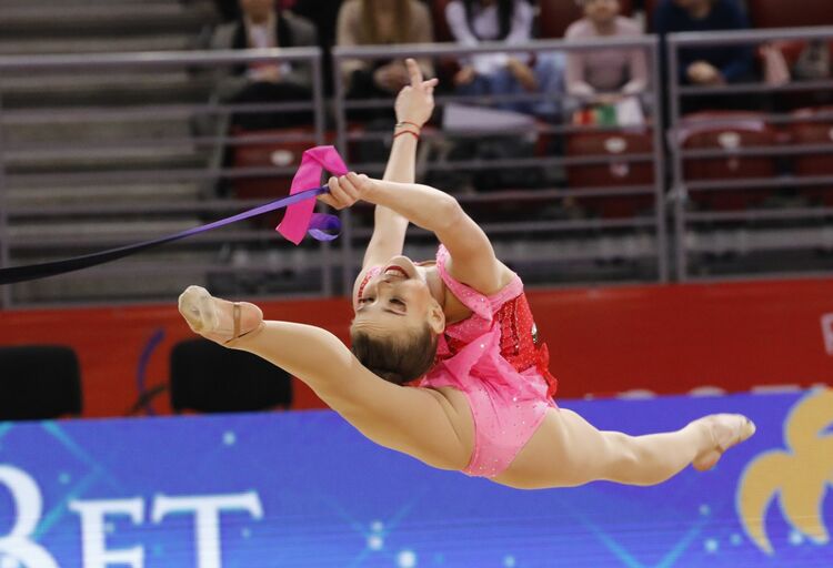 Bulgaria's Stiliana Nikolva Wins Gold in All-around during Rhythmic Gymnastics European Cup 