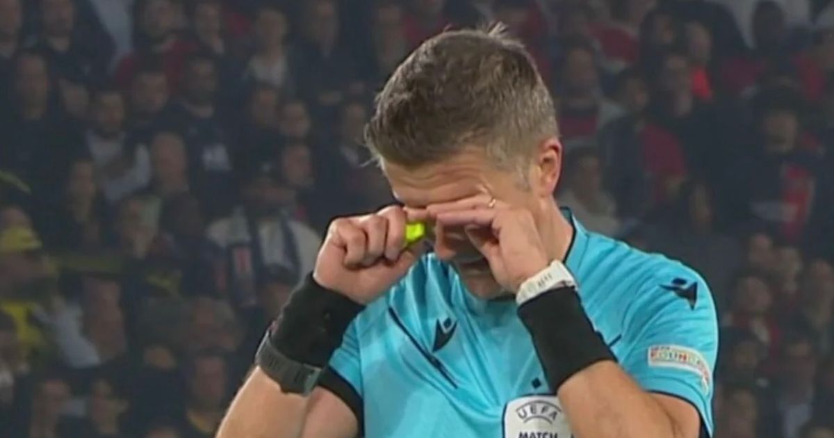 Champions League referee bursts into tears after blowing final whistle of PSG vs Dortmund