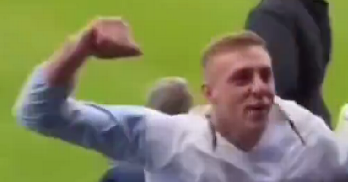 Irish Premier League footballer jumps into crowd to celebrate his local League of Ireland club's win