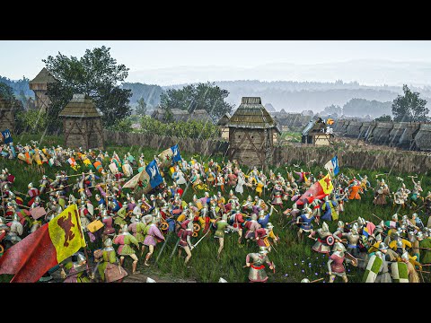 Manor Lords - 500 vs 400 Men INVASION (Battle &amp; Razing the Settlement)
