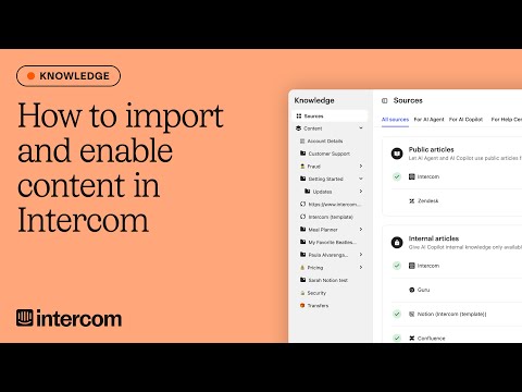 How to add &amp; enable knowledge sources in Intercom