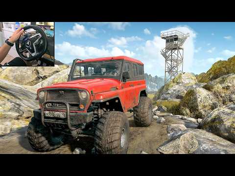 Khan 39 Marshall Tackles Mud and Rescues Flipped Truck - SnowRunner Steering Wheel Gameplay