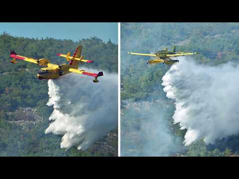 Bombardier CL-415 Water Bomber &amp; Air Tractor Fire Boss - FIREFIGHTING ACTION!