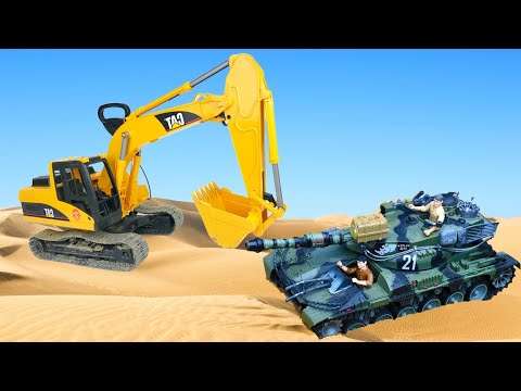 RC Tractor Excavator saving a Tank! RC Bruder Toy World!