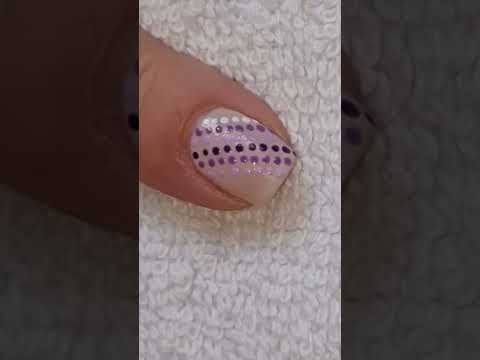 Easy Nails Idea | Diagonal Purple Dot Nail Art | #nails