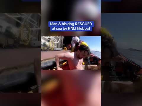 Intense moment man and his dog are rescued at sea by RNLI lifeboat