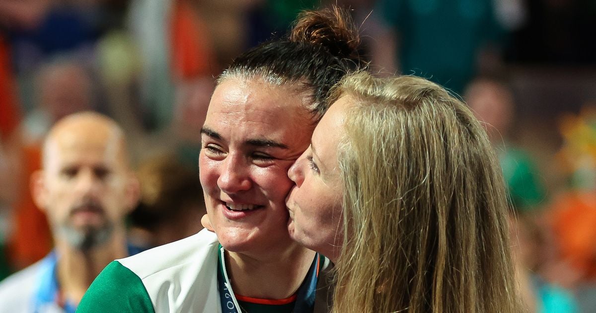 Kellie Harrington shares moment with wife Mandy after Olympic gold medal win