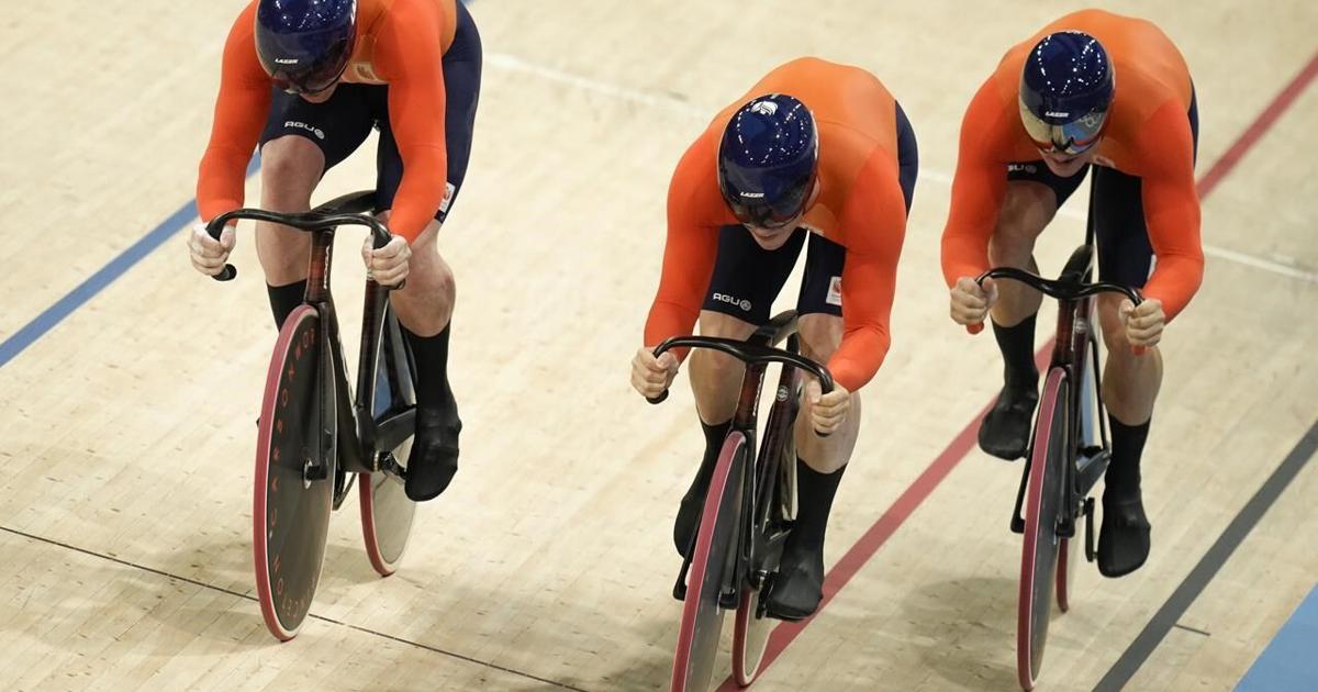 Dutch trio of van den Berg, Lavreysen and Hoogland beat British to defend Olympic team sprint title