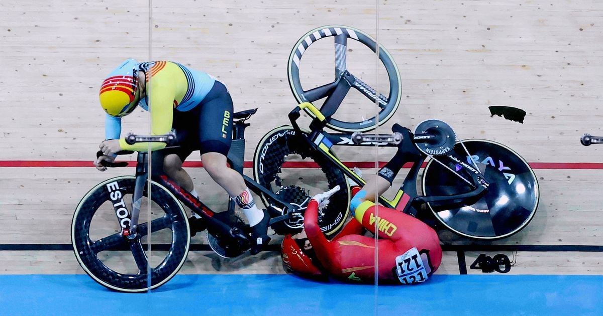 Three Paris Olympics cyclists collide at 40mph in terrifying crash as bikes smash to pieces