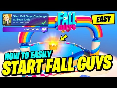 How to EASILY Start Fall Guys Challenge at Bean Idols Locations - Fortnite X FALL GUYS (All Quests)