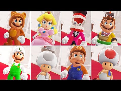 Super Mario Odyssey - All 9 Playable Characteres [2024] (HD)