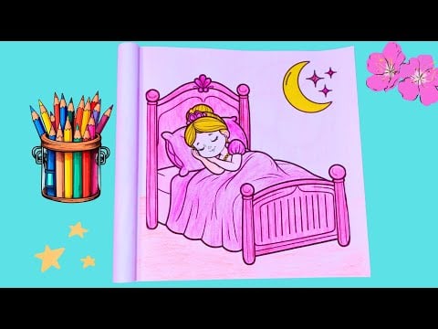 Sleeping Beauty Princess, Cute Drawing and Coloring Page | Coloring Tutorial | Coloring Fun for Kids