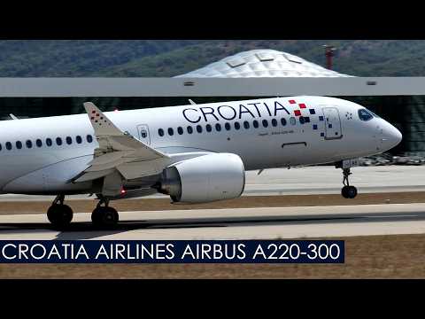 Croatia Airlines - NEW Airbus A220-300 - FIRST! Takeoff from Split Airport