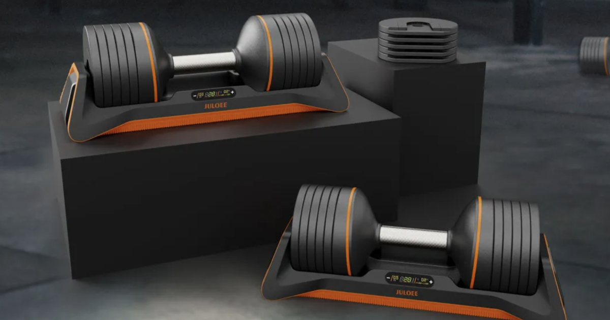 One-button weight changing puts the smart in dumbbells