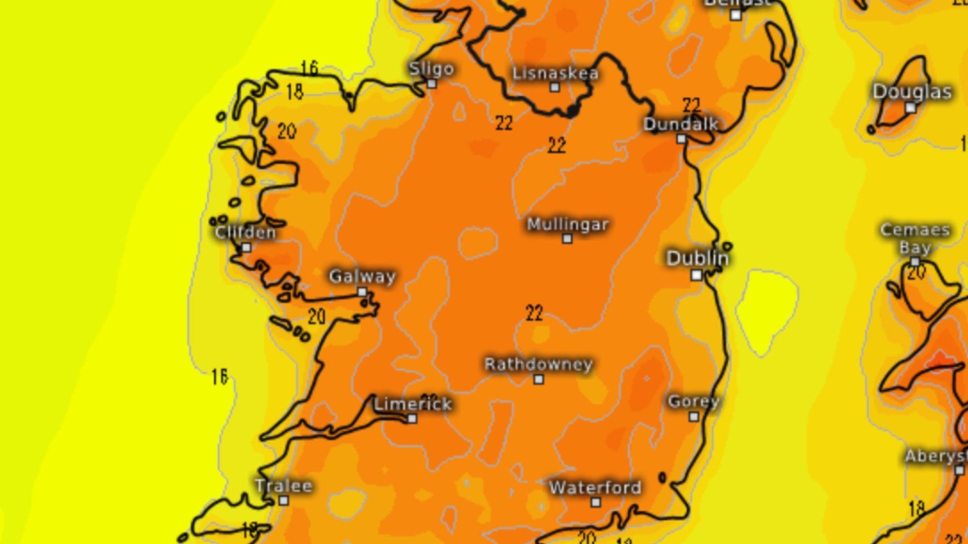 Warm & dry weather with 'long spells of sunshine' as temps hit 25C TODAY & Met Eireann pinpoint areas to be hit by rain