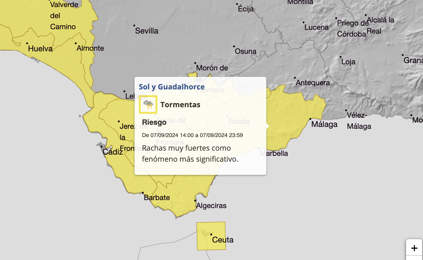 Weather alert for Cadiz, Malaga and Costa del Sol: Storms and strong winds throughout Saturday