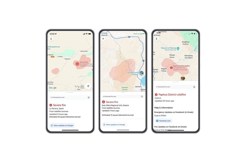 Google Maps expands forest fire warnings to Europe