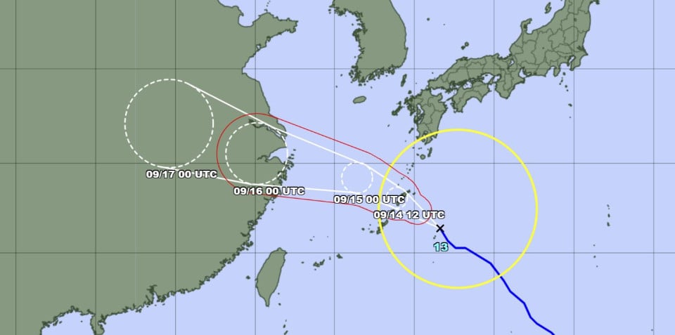 Typhoon Bebinca approaches southwestern Japan islands