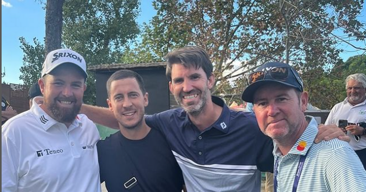 Shane Lowry all smiles as he meets Eden Hazard in Spain