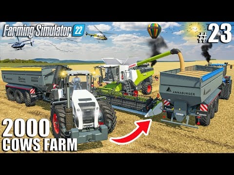 FIRST BIG WHEAT HARVEST! | 2000 Cows Farm Ep.23 | Farming Simulator 22