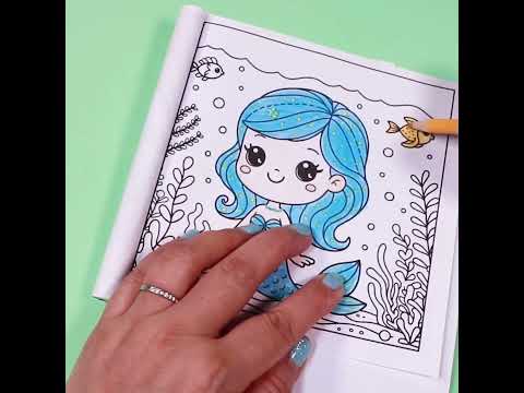 Little Mermaid in Blue! Cute Coloring Page for Kids #coloringforkids #coloringfun