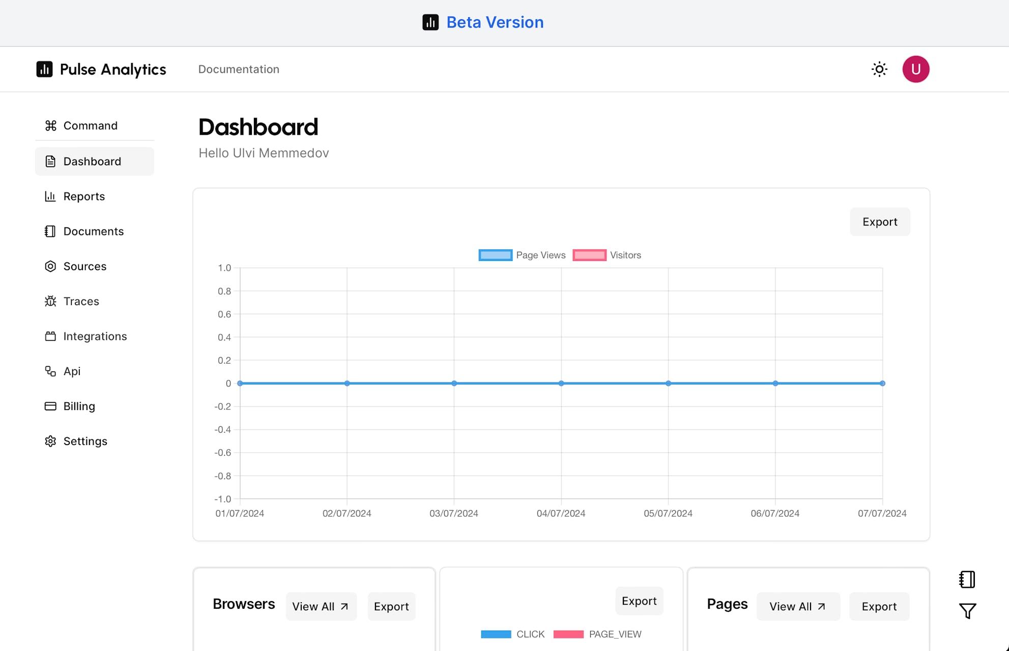 Pulse: Track Web App visitors and Traces