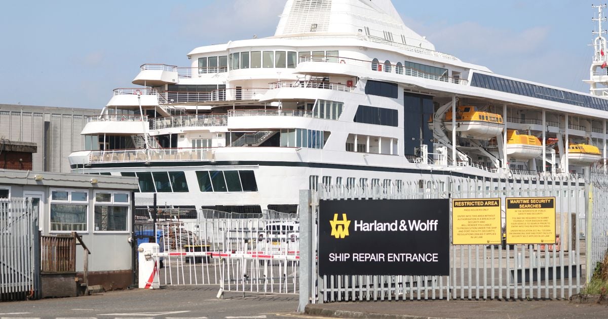 Cheers as luxury cruise ship leaves Belfast dock after being stranded for four months 