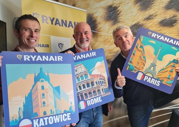 Ryanair adds Rome, Paris and Katowice to winter schedule