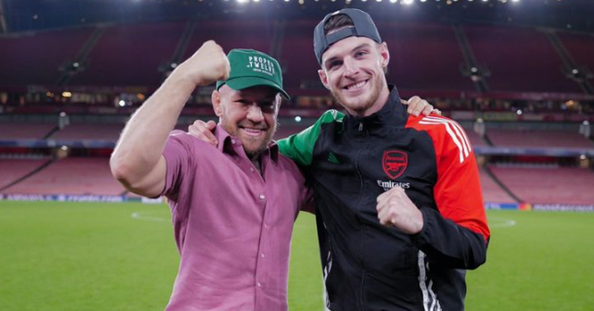 Conor McGregor enjoys kickabout with Declan Rice after Arsenal beat PSG