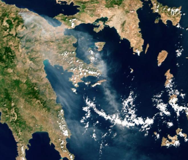 Satellite captures the extent of the fire in Xylokastro