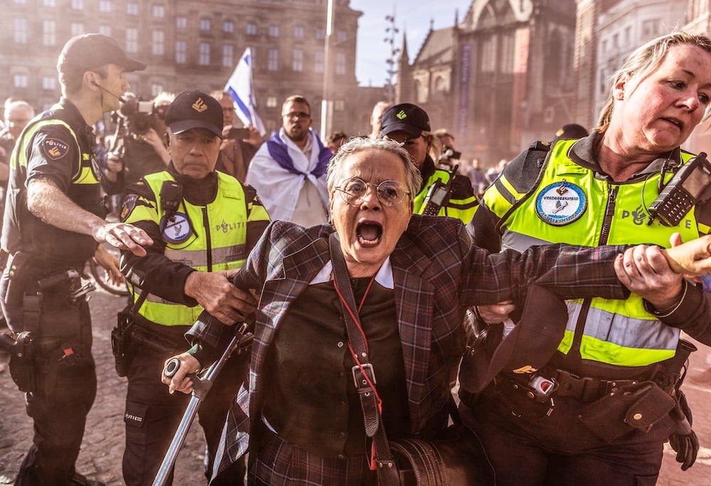 Riot police break up pro-Palestine demo in central Amsterdam