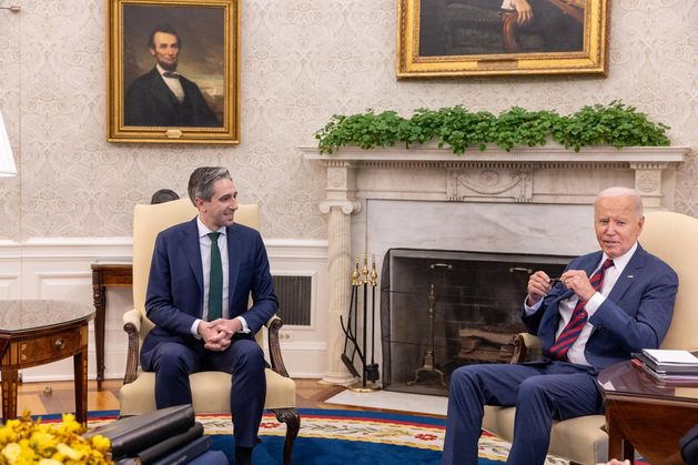 Simon Harris arrives at White House for meeting with Joe Biden in the Oval Office