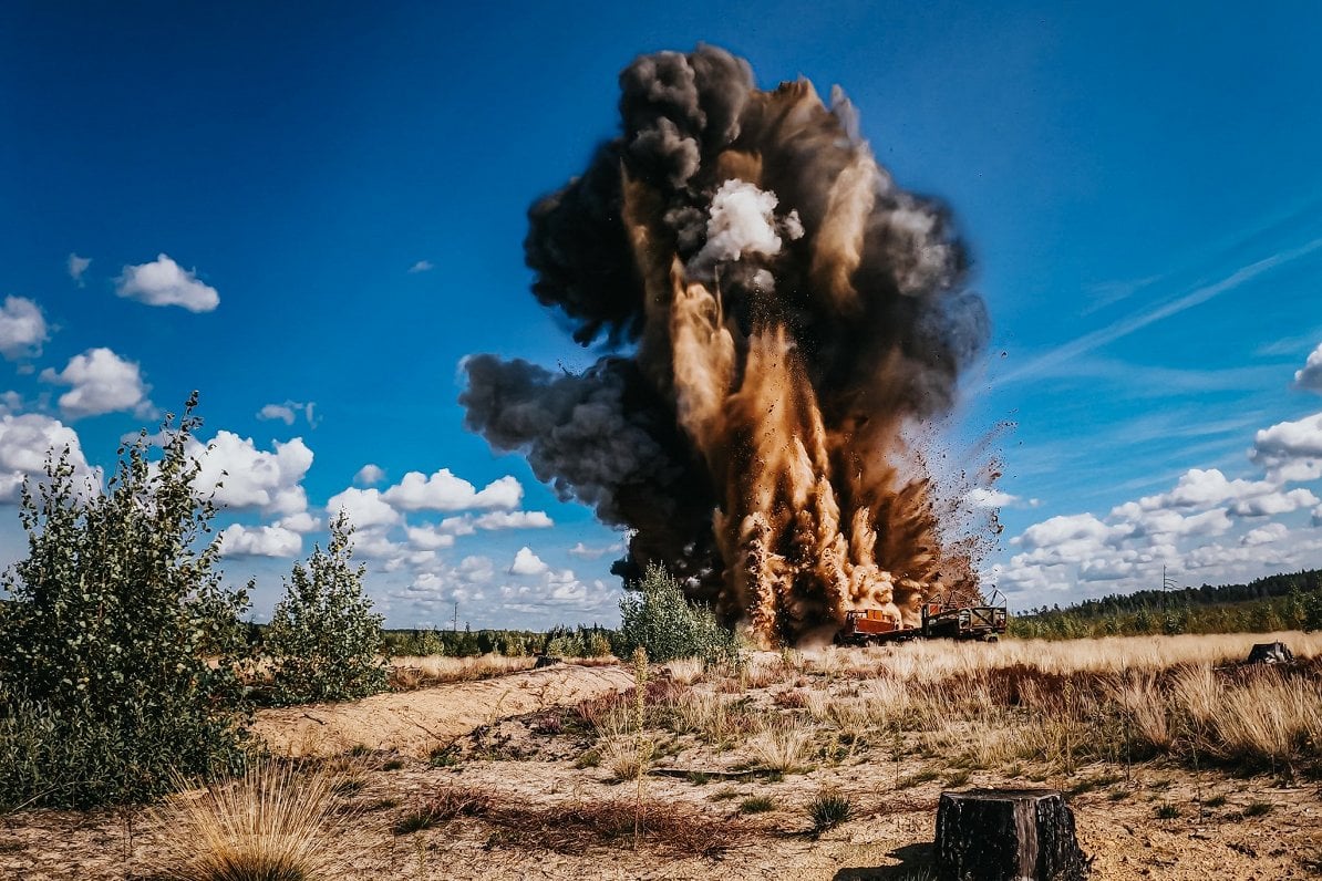 Explosives clearing drills take place in Cekule, Latvia