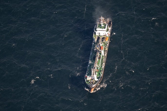 Oil tanker on fire off German coast in Baltic Sea