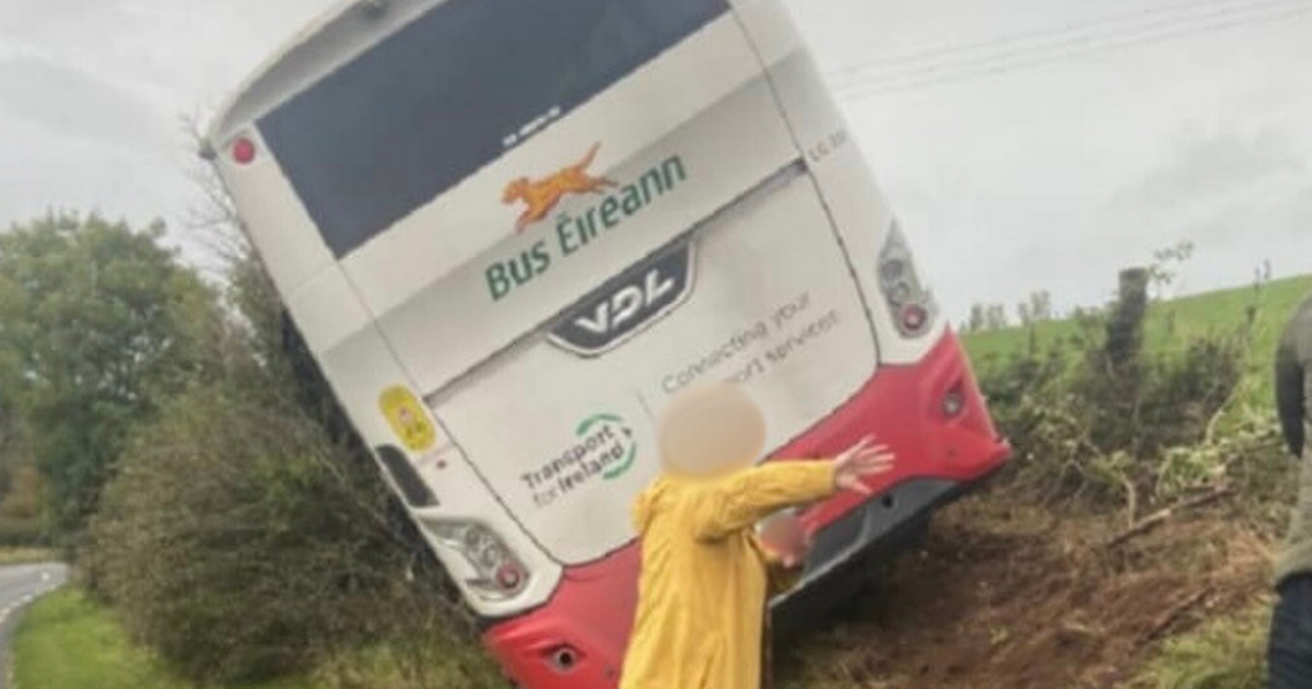 Bus Eireann bus veers off road and strikes ditch with passengers inside 