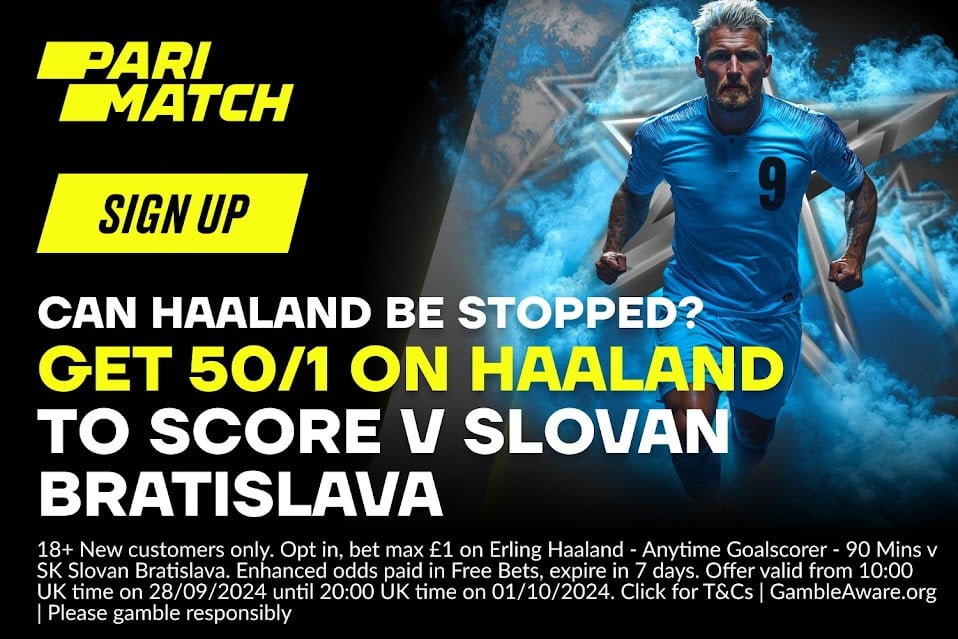 Slovan Bratislava vs Man City betting offer: Get 50/1 on Haaland to score with Parimatch