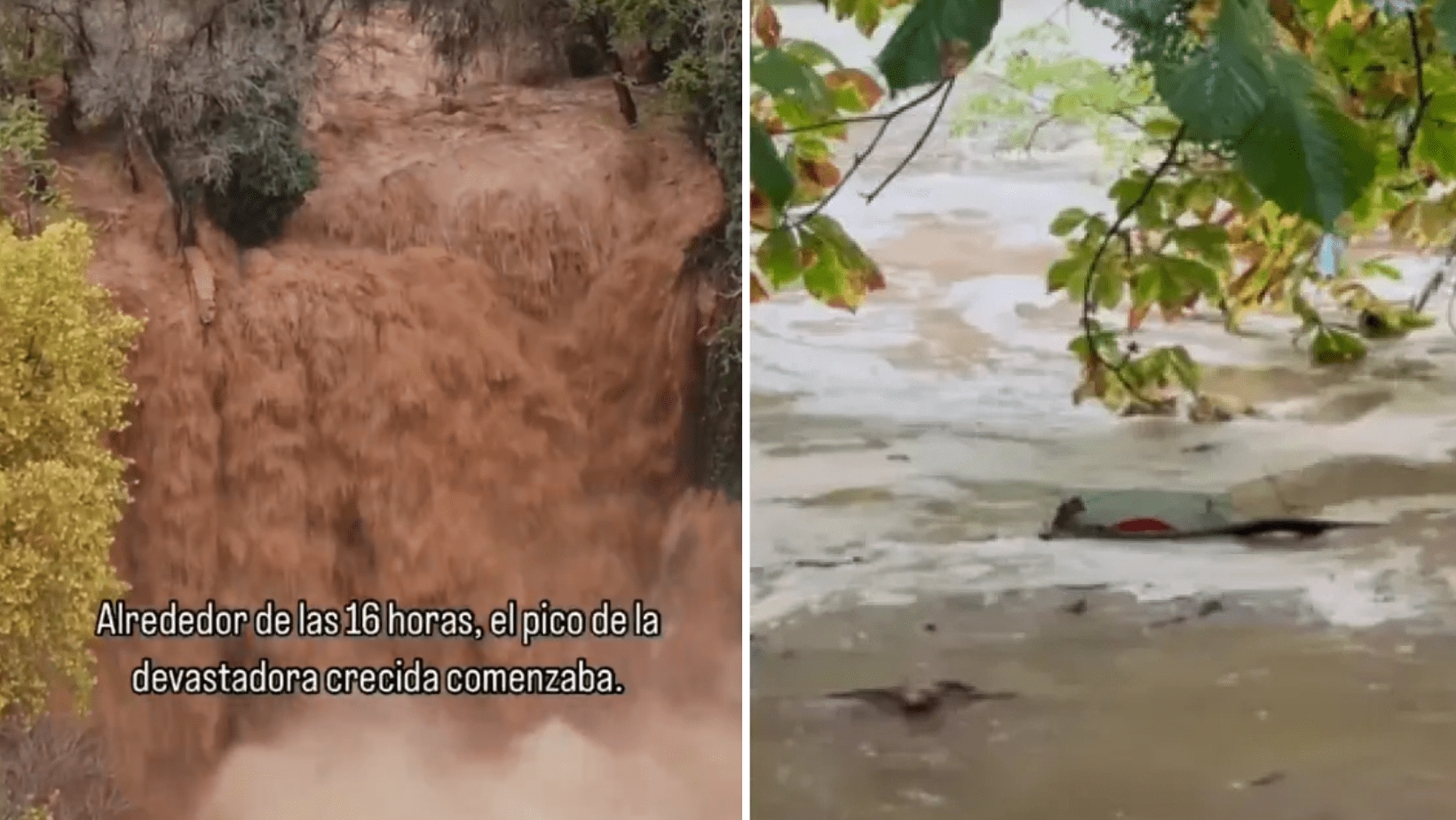 Watch: Natural park in Zaragoza is destroyed by floods as waterfalls surge out of control