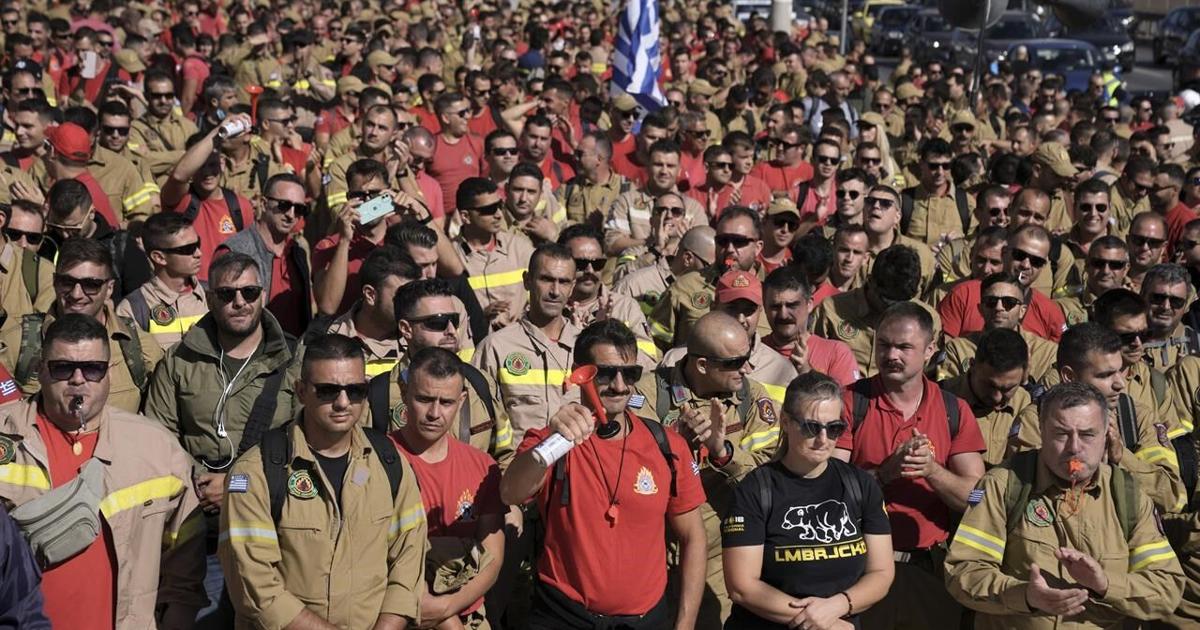 As summers get hotter, Greece's seasonal firefighters protest for permanent jobs