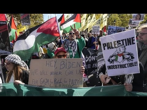 Thousands join pro-Palestine rallies across Europe as anniversary of Gaza war nears