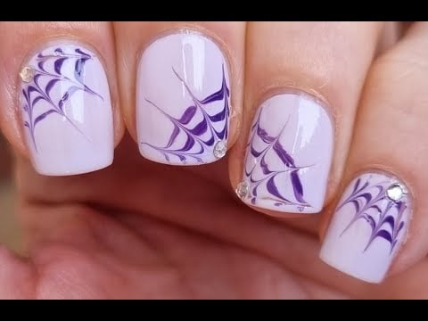 Halloween Nails 2024 | Purple Spider Web Nail Art Tutorial | Drag Marble Manicure