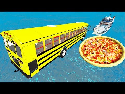 Throwing Cars At GIANT Pizza Leap Of Death - BeamNG Drive