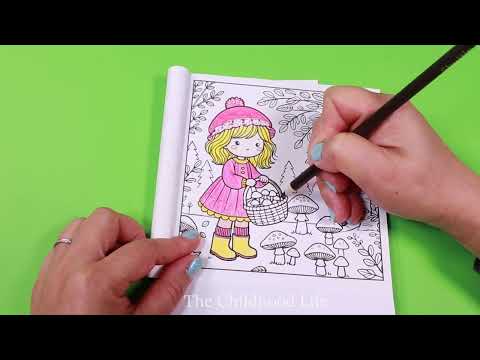 Autumn Coloring Fun for Kids | Little girl and mushroom picking |Cute coloring Page