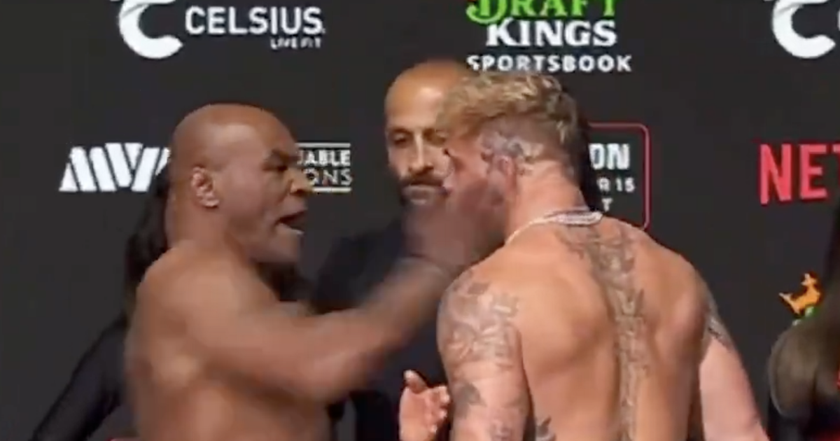 Mike Tyson slaps Jake Paul at weigh in ahead of fight