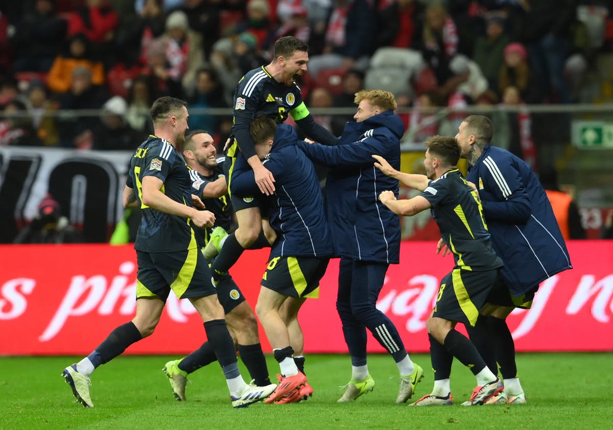 Scotland 2-1 Poland: Last-gasp Andy Robertson header earns relegation lifeline