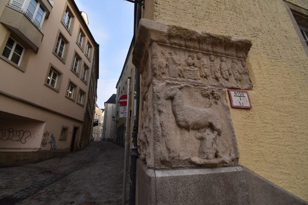 Roman Relief on Rue du Saint-Esprit in Luxembourg, Luxembourg