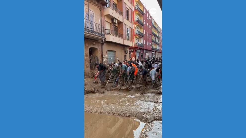 WATCH: Volunteers sweep out water after deadly Spain floods