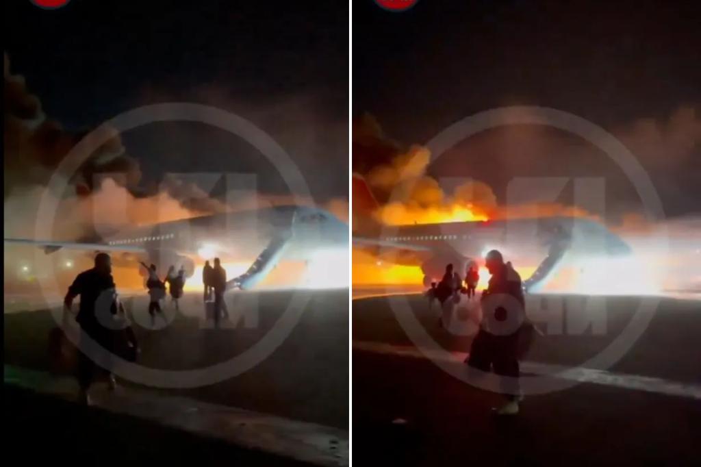 Russian Azimuth Airlines Sukhoi Superjet 100 bursts into flames at Antalya Airport