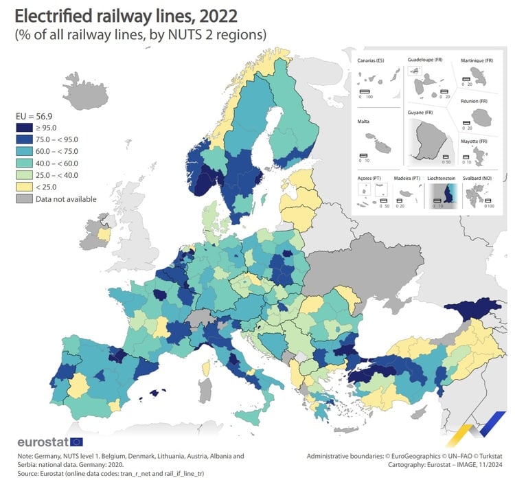 Bulgaria's Southeast among Few EU Regions with over 95% Electrified Railway Lines - Eurostat