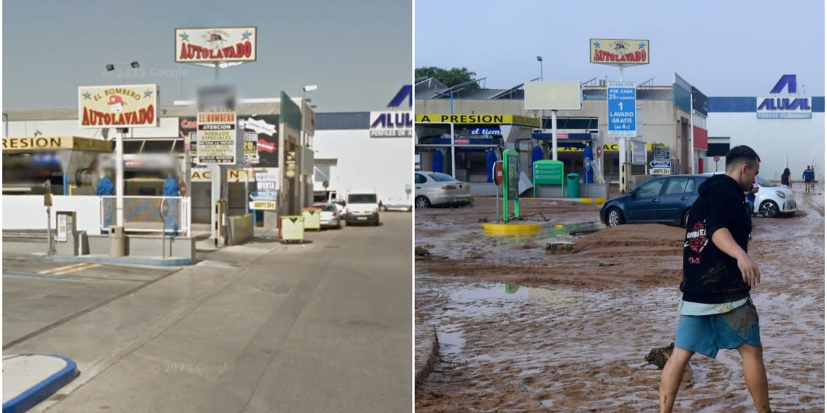 Shocking before and after photos show the devastation from flash floods in Spain