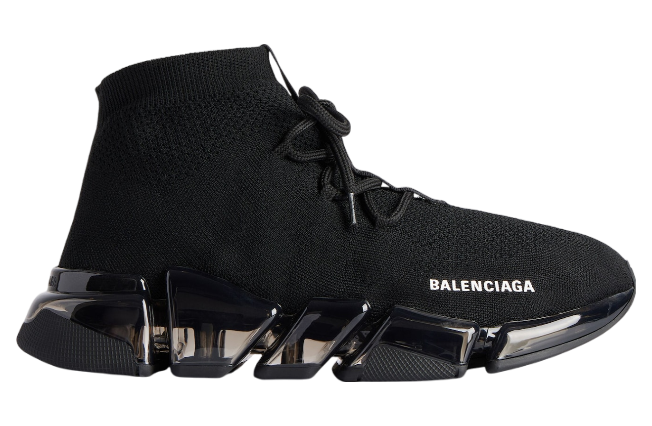 Balenciaga Speed 2.0 Lace Up Full Clear Sole Recycled Knit Black